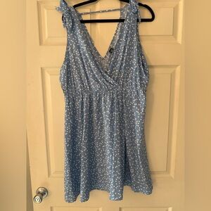 SHEIN Curve 2XL Blue Heart Print Dress – 39” – Tie Shoulder